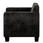 Fauteuil Morez -Aspect vieux cuir Noir - Sans repose-pieds