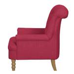 Fauteuil New Mill geweven stof Framboos - Met hocker