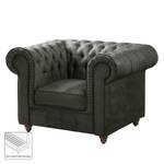 Fauteuil Chesterfield Pintano Aspect cuir vieilli - Gris foncé