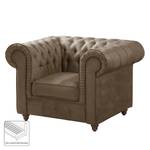 Fauteuil Chesterfield Pintano antieke leerlook - Nootmuskaat