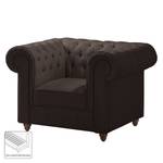 Fauteuil Chesterfield Pintano geweven stof - Espressokleurig