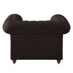 Fauteuil Chesterfield Pintano geweven stof - Espressokleurig