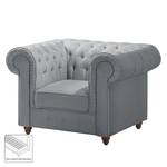 Fauteuil Chesterfield Pintano geweven stof - Zilvergrijs