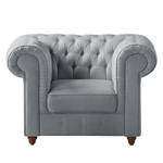 Fauteuil Chesterfield Pintano geweven stof - Zilvergrijs