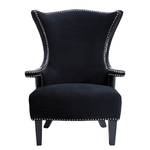 Fauteuil Rivet Velours / Cuir synthétique - Noir