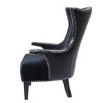 Fauteuil Rivet fluweel/kunstleer - zwart