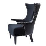 Fauteuil Rivet fluweel/kunstleer - zwart