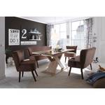 Fauteuil Rotnes antieke leerlook - Nougatkleurig - Donkerbruin