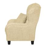 Fauteuil à oreilles Sambesi Tissu structuré - Beige - Avec repose-pieds