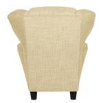 Fauteuil à oreilles Sambesi Tissu structuré - Beige - Avec repose-pieds