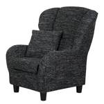 Fauteuil à oreilles Sambesi Tissu structuré - Noir - Sans repose-pieds