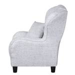 Fauteuil à oreilles Sambesi Tissu structuré - Argenté - Avec repose-pieds