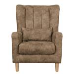 Oorfauteuil Shenton antieke leerlook - Latte Macchiattokleurig