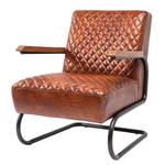 Fauteuil Stitch echt bruin leer