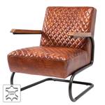 Fauteuil Stitch echt bruin leer