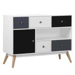 Dressoir Almy deels massief rubberboomhout - wit/grijs