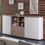 Sideboard Carrick Hochglanz Weiß/ Eiche Sägerau Dekor