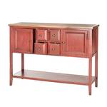 Sideboard Charlotte V Ulme / Pinie massiv - Eiche Dekor / Rot