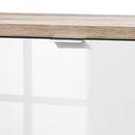 Sideboard Cleo II Wildeiche Dekor/Glas Weiß Chromfüße