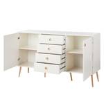 Credenza Janos legno lamellare di quercia - bianco / quercia