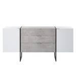 Buffet Kempton Blanc brillant / Imitation béton