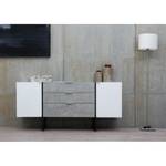 Sideboard Kempton Hochglanz Weiß / Beton Dekor