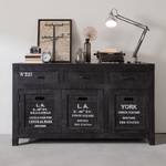 Buffet Keyport II Manguier massif - Gris cendres / Noir