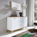 Credenza Neston I legno lamellare di quercia - Bianco opaco / Effetto quercia Sanremo