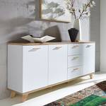 Sideboard Neston II Eiche teilmassiv - Matt Weiß / Eiche Sanremo Dekor