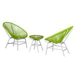 Mobili da salotto Copacabana (3 pezzi) Polyrattan verde Set tavolino e sedie da giardino Copacabana (3 pezzi) - Materiale sintetico - Verde