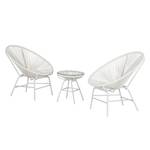 Mobili da salotto Copacabana (3 pezzi) Polyrattan bianco Set tavolino e sedie da giardino Copacabana (3 pezzi) - Materiale sintetico - Bianco