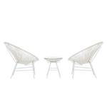 Mobili da salotto Copacabana (3 pezzi) Polyrattan bianco Set tavolino e sedie da giardino Copacabana (3 pezzi) - Materiale sintetico - Bianco