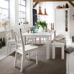 Sitzgruppe Lyngby Kiefer massiv - Weiß - Esstisch mit Ansteckplatte & 4 Stühle