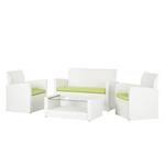 Composizione per giardino White Cloud 4 pezzi - Polyrattan/Tessuto bianco/kiwi