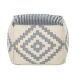 Pouf cube Mazamet Coton - Blanc / Gris