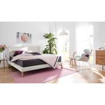 SmoodSpring Bett I Webstoff / Eiche massiv - Creme - 180 x 200cm