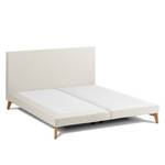 SmoodSpring Bed I geweven stof/massief eikenhout - Crème - 140 x 200cm