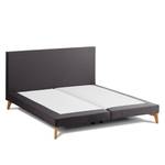 SmoodSpring Bed I geweven stof/massief eikenhout - Antraciet - 160 x 200cm