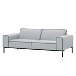 Sofa Ampio Duo (3-Sitzer) Webstoff Stoff Floreana: Hellgrau - Schwarz