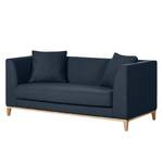 Sofa Blomma (2-Sitzer) Webstoff Dunkelblau - Gestell: Eichefarbig