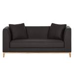 Sofa Blomma (2-Sitzer) Webstoff Grau/Braun - Gestell: Eichefarbig