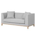 Sofa Blomma (2-Sitzer) Webstoff Grau - Gestell: Eichefarbig