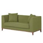 Sofa Blomma (2-Sitzer) Webstoff Olivgrün - Gestell: Nussbaumfarbig