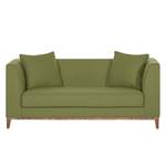 Sofa Blomma (2-Sitzer) Webstoff Olivgrün - Gestell: Nussbaumfarbig