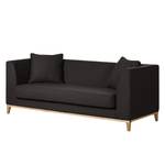 Sofa Blomma (3-Sitzer) Webstoff Grau/Braun - Gestell: Eichefarbig