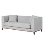 Sofa Blomma (3-Sitzer) Webstoff Grau - Gestell: Nussbaumfarbig