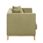 Sofa Blomma (3-Sitzer) Webstoff Olivgrün - Gestell: Eichefarbig
