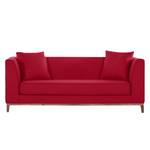 Sofa Blomma (3-Sitzer) Webstoff Rot - Gestell: Nussbaumfarbig