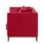 Sofa Blomma (3-Sitzer) Webstoff Rot - Gestell: Nussbaumfarbig