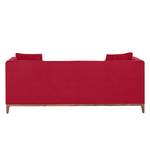 Sofa Blomma (3-Sitzer) Webstoff Rot - Gestell: Nussbaumfarbig
